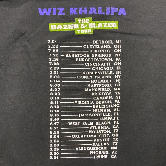 Wiz Khalifa T Shirt Large Black Tour Dazed Blazed 2018 Rap Hip Hop Concert - Picture 7 of 7
